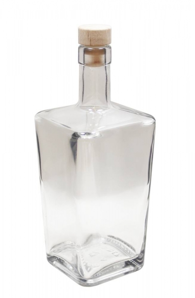 Noel-Klarglasflasche quadratisch 700ml, Mündung 18mm  Lieferung ohne Verschluss, bei Bedarf bitte separat bestellen.